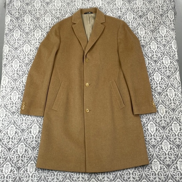 Hugo Boss Other - vintage hugo boss overcoat full length tan cashmere wool formal men 42R
